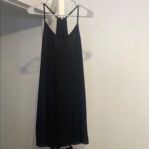 Black Spaghetti Strap Backless Slip Dress
